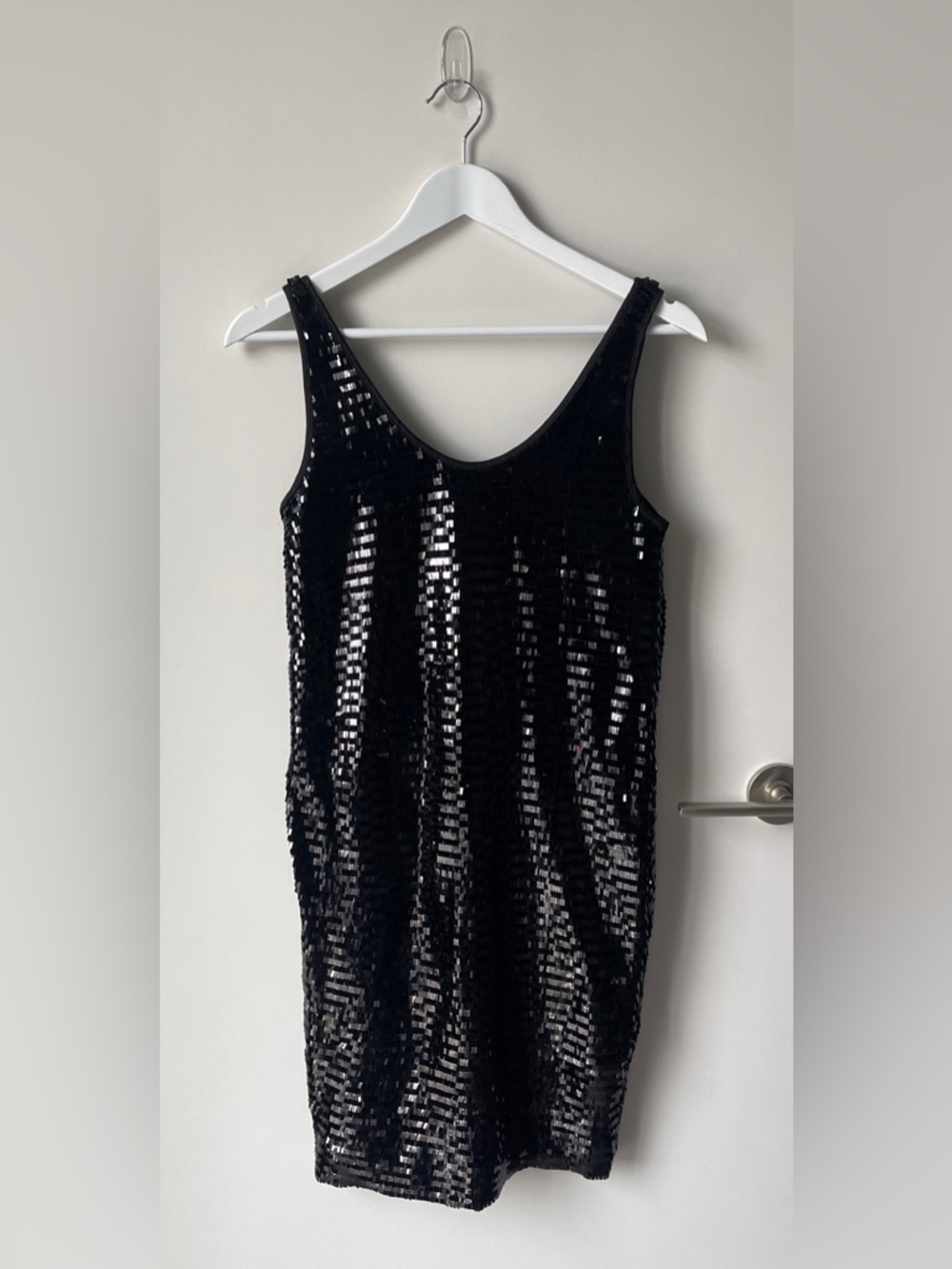 Armani Exchange Black Sequin Slip Dress